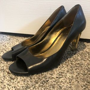 Black Peep Toe Heels